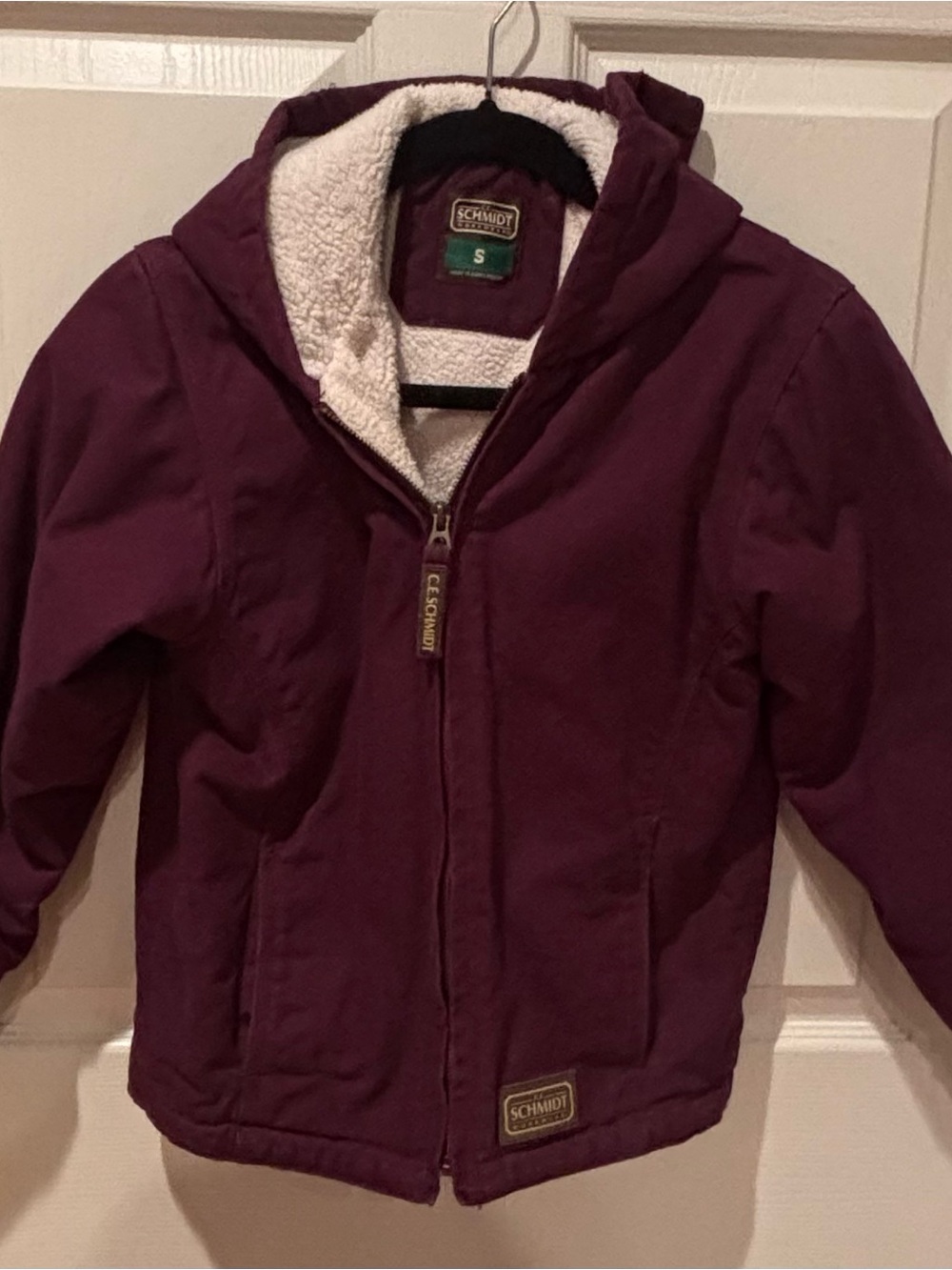 CE Schmidt Kids Hooded Jacket in Deep Plum Work Coat